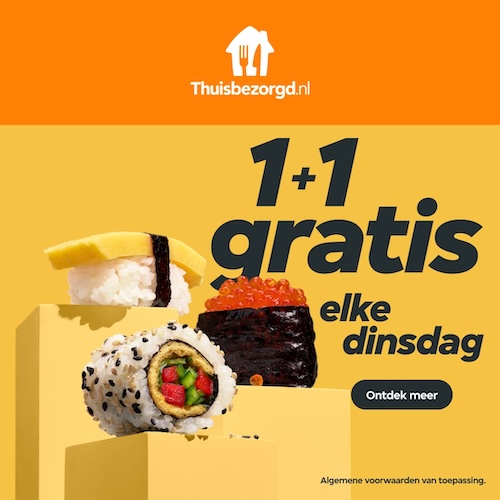 Zei d’r iemand 1+1 gratis? 🍣+🍣