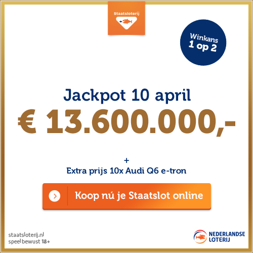 Staatsloterij Jackpot €13.600.000 